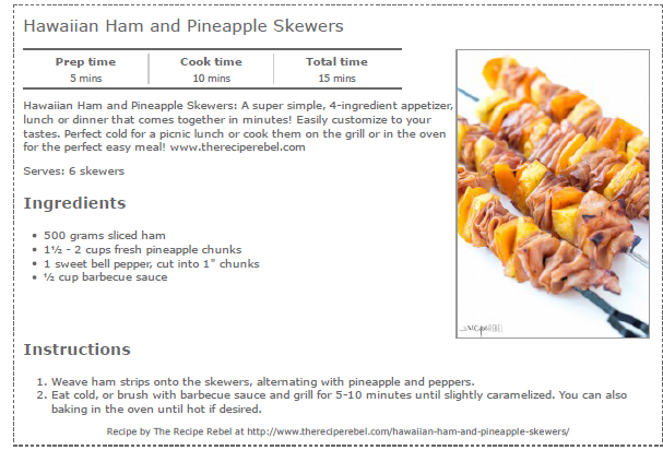 Hawiian Ham Pineapple Skewers